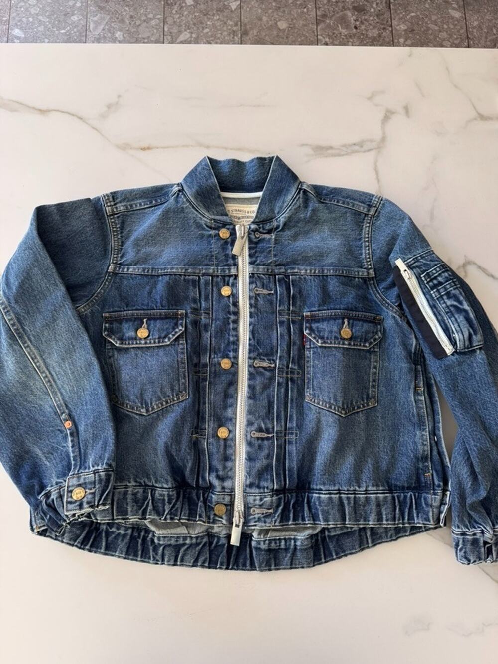 Levi's X Sacai Women's Blouson Jacket, New, Vintage Blue Denim, Size Medium